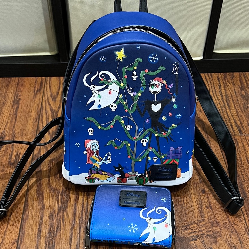 Disney Loungefly Nightmare Before Christmas Backpack and Wallet